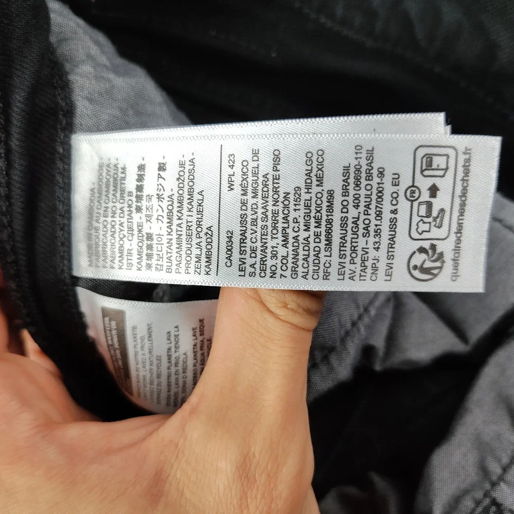 Levis Premium 501 Jeans Big E Black Straight Button Fly 28x30 Mens Stretch Rodeo